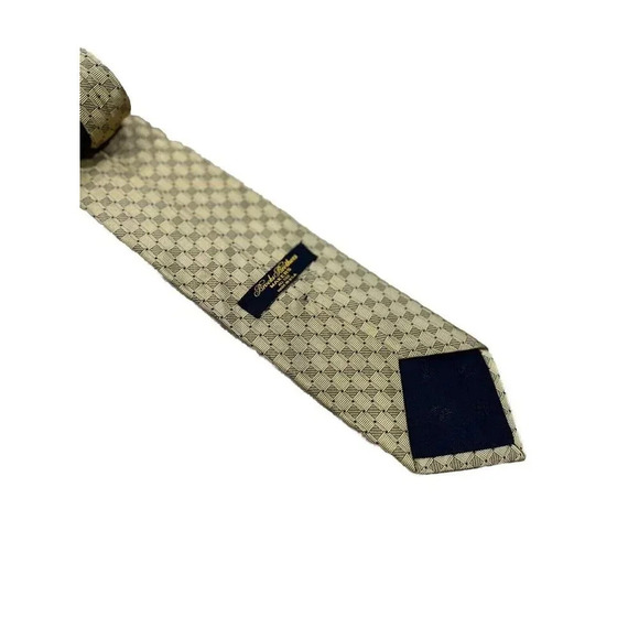 Brooks Brothers Makers Stain Resistant 100% Pure Silk Gold Geometric Red - Picture 2 of 2